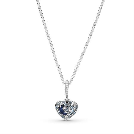 Pandora - halskæde Blue Moon & Stars Heart - sølv 