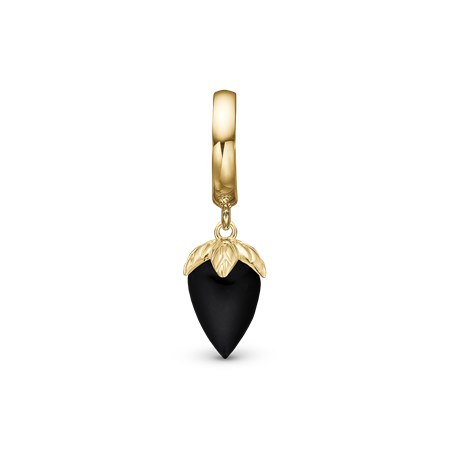 Christina Jewelry & Watches - Drop Black Chalcedony charm - forgyldt sølv