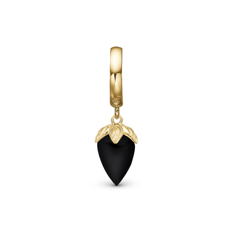 Christina Jewelry & Watches - Drop Black Chalcedony charm - forgyldt sølv