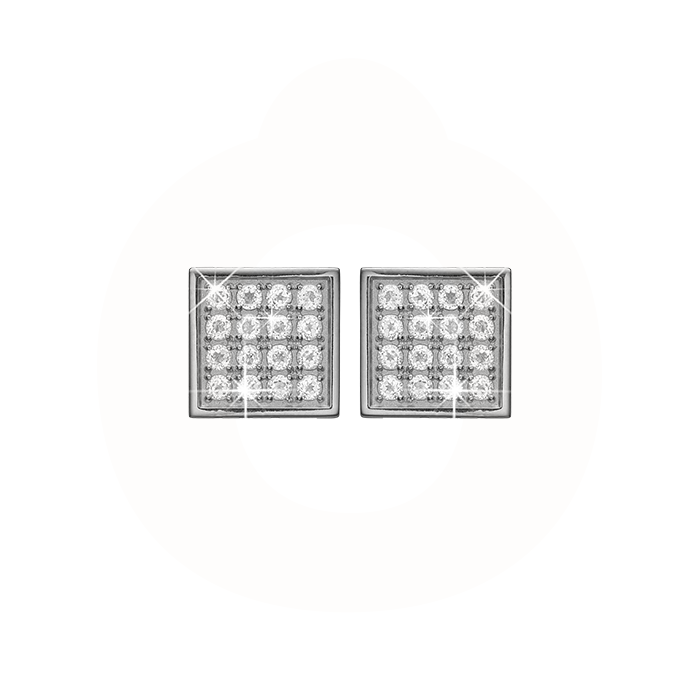 Christina Jewelry & Watches - Square Topaz Balance øreclips - sølv 674-S03