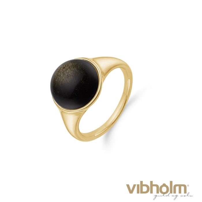 Aagaard Ring i 14 karat guld med obsidian 14633382-101