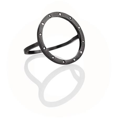 Wille Jewellery - Cosmos ring - sort rhod. ER691-WH-RH-56