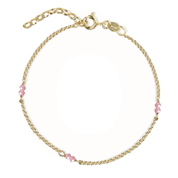 Jeberg Jewellery - Love Eye Armbånd - Pink Crystal forgyldt sølv 7310-G