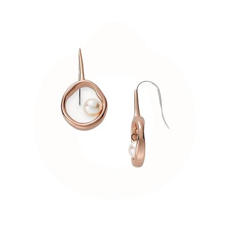 Skagen - Agnethe Floating Pearl ørebøjler - rosegold stål SKJ1439791