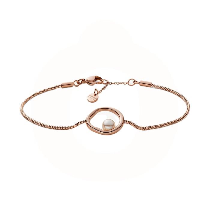 Skagen - Agnethe Floating Pearl armbånd - rosegold stål SKJ1441791