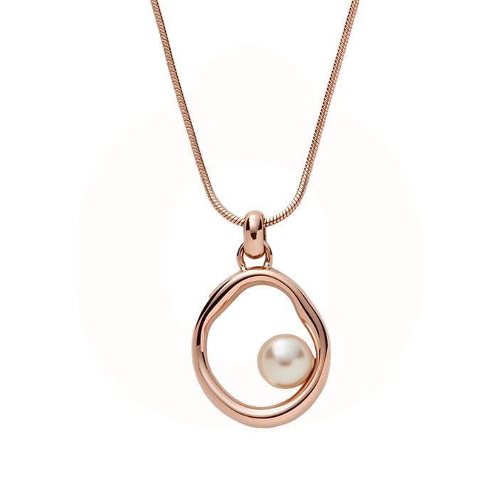 Skagen - Agnethe Floating Pearl halskæde - rosegold stål SKJ1443791