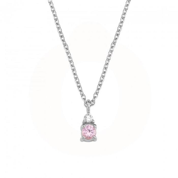 Nuran - Petit halskæde - 14 karat hvidguld m/pink safir og 0,025ct V1110 LS 0025 HG