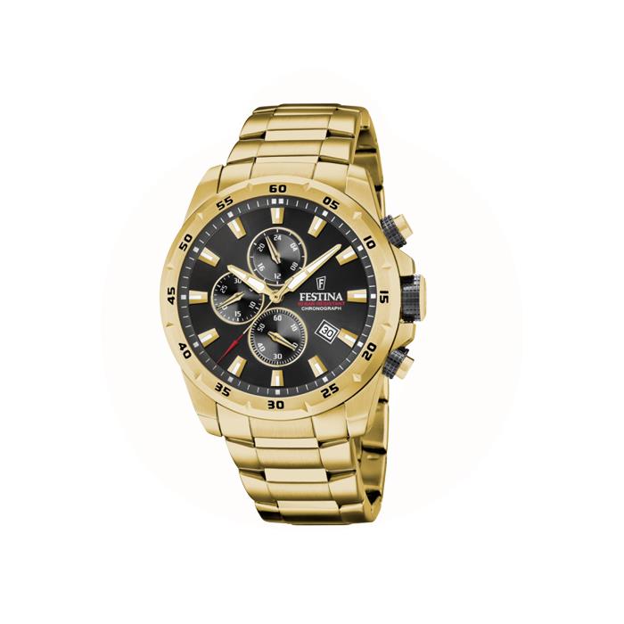 Festina - Chronograf Herreur - guldfarvet stål m. sort skive 20541/4