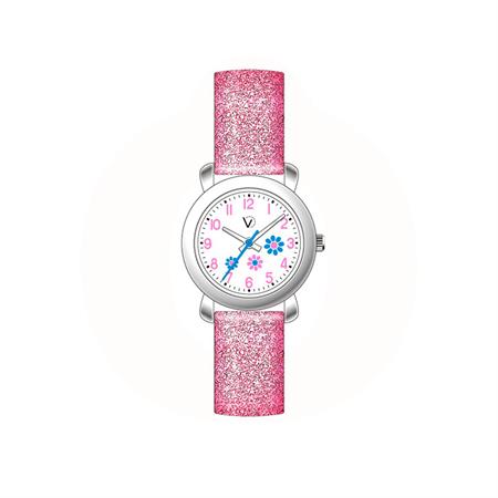 Vibholm KIDS - Naja Pink med blomster - Hvid urskive Naja-pink