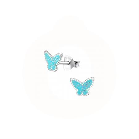 Vibholm KIDS - Turkis sommerfugl ørestikker - sterlingsølv APS2302-N3