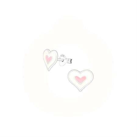 Vibholm KIDS - hjerte ørestikker - hvid og lyserød i sterlingsølv APS363-HVID-PINK