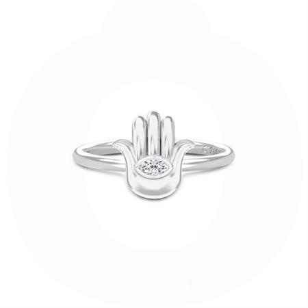 Aura Jewelry - Hamsa Ring i rhodineret sølv 4079