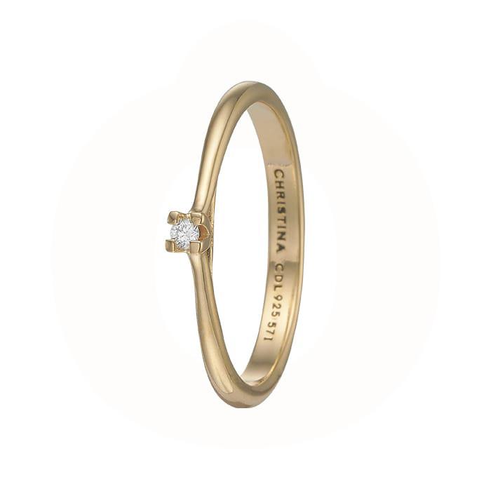 Christina Jewelry & Watches - Klassisk Solitaire Ring - forgyldt sølv 800-6.1.B