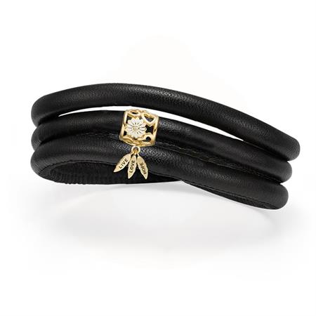 Christina Jewelry & Watches - Støt Brysterne Kampagne Armbånd - læder med forgyldt charms 605-SB21-G
