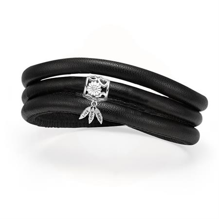 Christina Jewelry & Watches - Støt Brysterne Kampagne Armbånd - læder med sølvcharms 605-SB21-S