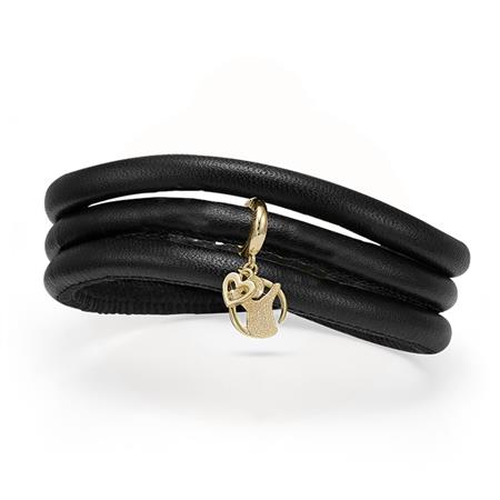 Christina Jewelry & Watches - Valentine kampagne armbånd - læder m/forgyldt charm 605-SPRING20-G