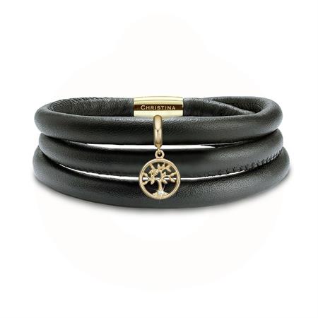 Christina Jewelry & Watches - Valentins Kampagne Armbånd - læder m/diamant 605-VAL2019-G