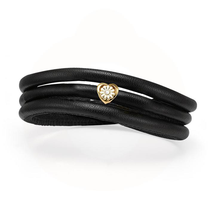 Christina Jewelry & Watches - Støt Brysterne Kampagne armbånd - læder m/forgyldt charm 615-4-SB-G