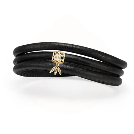 Christina Jewelry & Watches - Støt Brysterne Kampagne Armbånd - læder med forgyldt charms 615-4-SB21-G