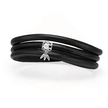 Christina Jewelry & Watches - Støt Brysterne Kampagne Armbånd - læder med sølvcharm 615-4-SB21-S