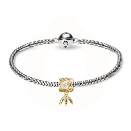 Christina Jewelry & Watches - Støt Brysterne Kampagne Armbånd - sølv m. forgyldt charm 615-SB2021