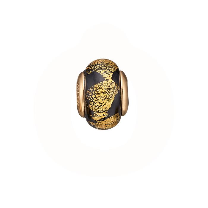Christina Jewelry & Watches - Golden Black Globe Charm - forgyldt sølv 630-G156