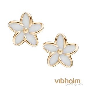 Christina Jewelry & Watches Enamel Flowers Ørestikker i forgyldt sølv med hvid emalje 671-G02
