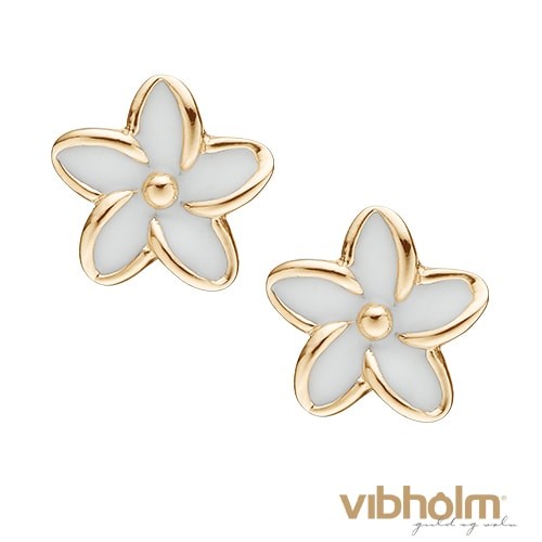 Christina Jewelry & Watches Enamel Flowers Ørestikker i forgyldt sølv med hvid emalje 671-G02