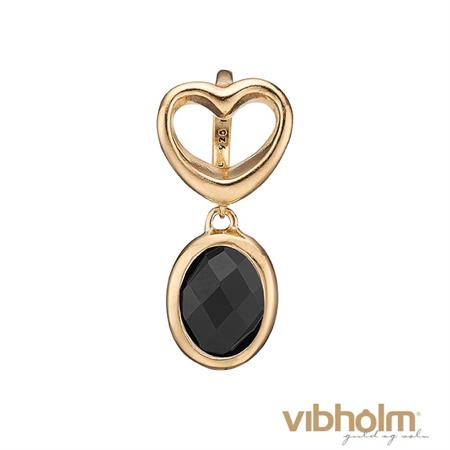 Christina Jewelry & Watches - Open Onyx Heart Charm - forgyldt sølv 610-G63black