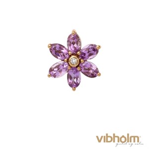 Christina Jewelry & Watches - Big Amethyst Flower Charm - forgyldt sølv 650-G04