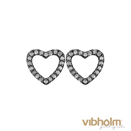 Christina Jewelry & Watches Topaz Sparkling Hearts ørestikker i sort sølv 671-B46