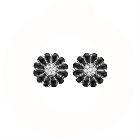 Christina Jewelry & Watches Black Marguerite 8mm ørestikker i sølv 671-S37BLACK