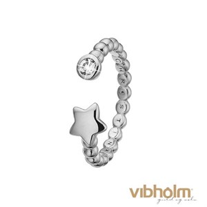 Christina Jewelry & Watches Single Star åben ring i sterling sølv med stjerne og hvid topas