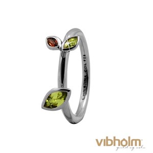Christina Jewelry & Watches Marquise Leafs ring i sterling sølv med blade af peridot og granat