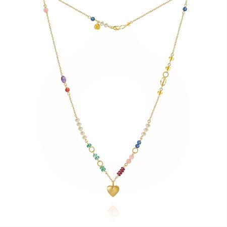 Dulong Fine Jewelry - Piccolo Bloom Heart halskæde - guld M/ædelsten - PIC5-A1147-43