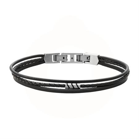 Fossil - Father's Day Black Leather Multi-Strand Armbånd JF03713040