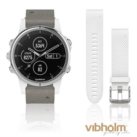 Garmin - Fenix 5S Plus Sapphire Edition Smartwatch - rustfrit stål/ruskindsrrem 010-01987-05