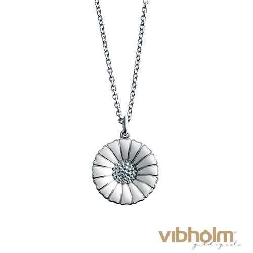 Georg Jensen Daisy vedhæng i sølv 18 mm. hvid emalje 3536208