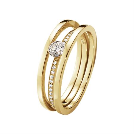 Georg Jensen - Halo Solitaire Ring - 18 karat guld m/brillantslebne diamanter 10014100