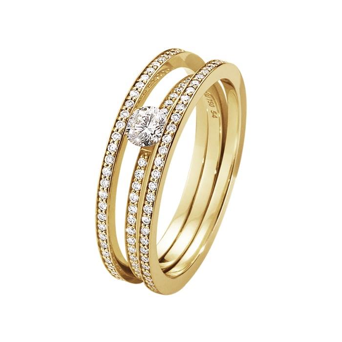Georg Jensen - Halo Solitaire Ring - 18 karat guld m/brillantslebne diamanter 10014114