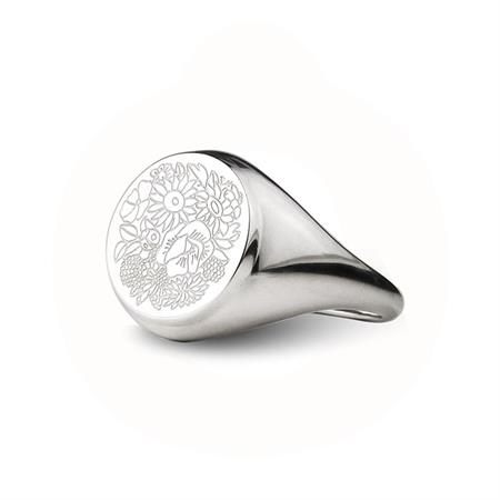 Jeberg Jewellery - Flower Tales Engraved Signet Ring - sterlingsølv 60307
