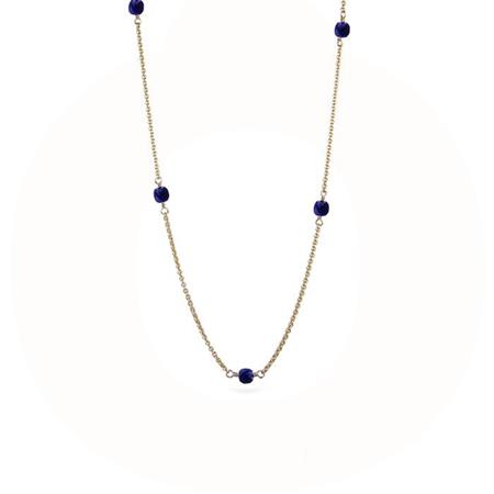 Jeberg Jewellery - Love Eye halskæde i forgyldt sølv med blå lapis 7141-GN