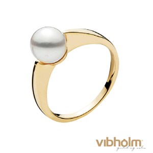 Lund Copenhagen perle ring i guld med hvid 7-7,5 mm perle 5077342-20