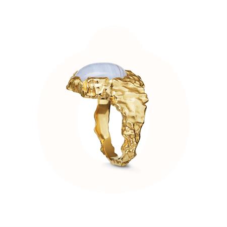 Maanesten - Goddess Blonde Agat Ring - forgyldt sterlingsølv 35355A