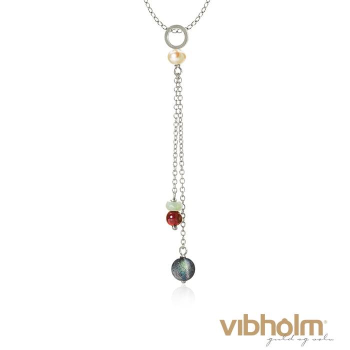 Dulong Fine Jewelry - Piccolo Vedhæng - sterlingsølv med amazonit, labradorit, granat og ferskvandsperle PIC6_F1129