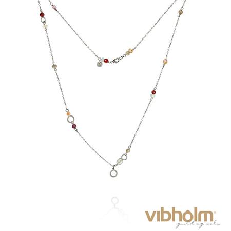 Dulong Fine Jewelry Piccolo Halskæde i sterlingsølv med mange ædelsten PIC5_F1129