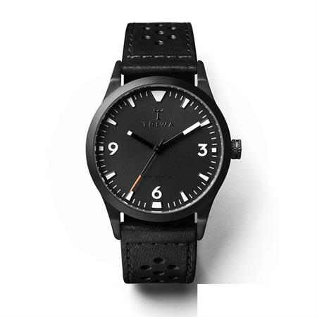 Triwa Sort of Black Glow ur i sort stål med sort læderrem ALAST118CS010113