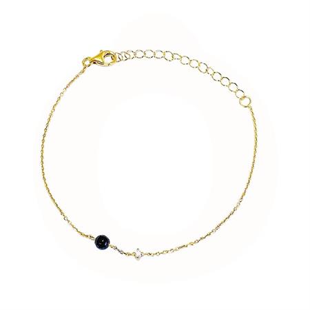 LuvaLu Jewellery - Armbånd Med Onyx - forgyldt LS10010G