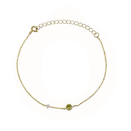 LuvaLu Jewellery - Armbånd Med Grøn Zirkonia - forgyldt LS10051G