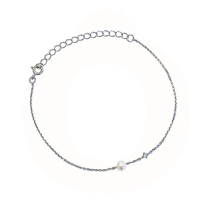 LuvaLu Jewellery - Armbånd Med Zirkonia og Ferskvandsperler - sterlingsølv LS10059R